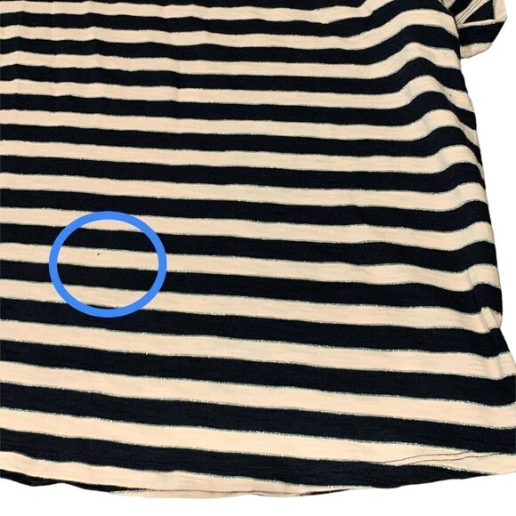 Talbots Metallic Stripe Slub Cotton Blend Relaxed Tee Top Plus Sz 3X #99G - Picture 6 of 8